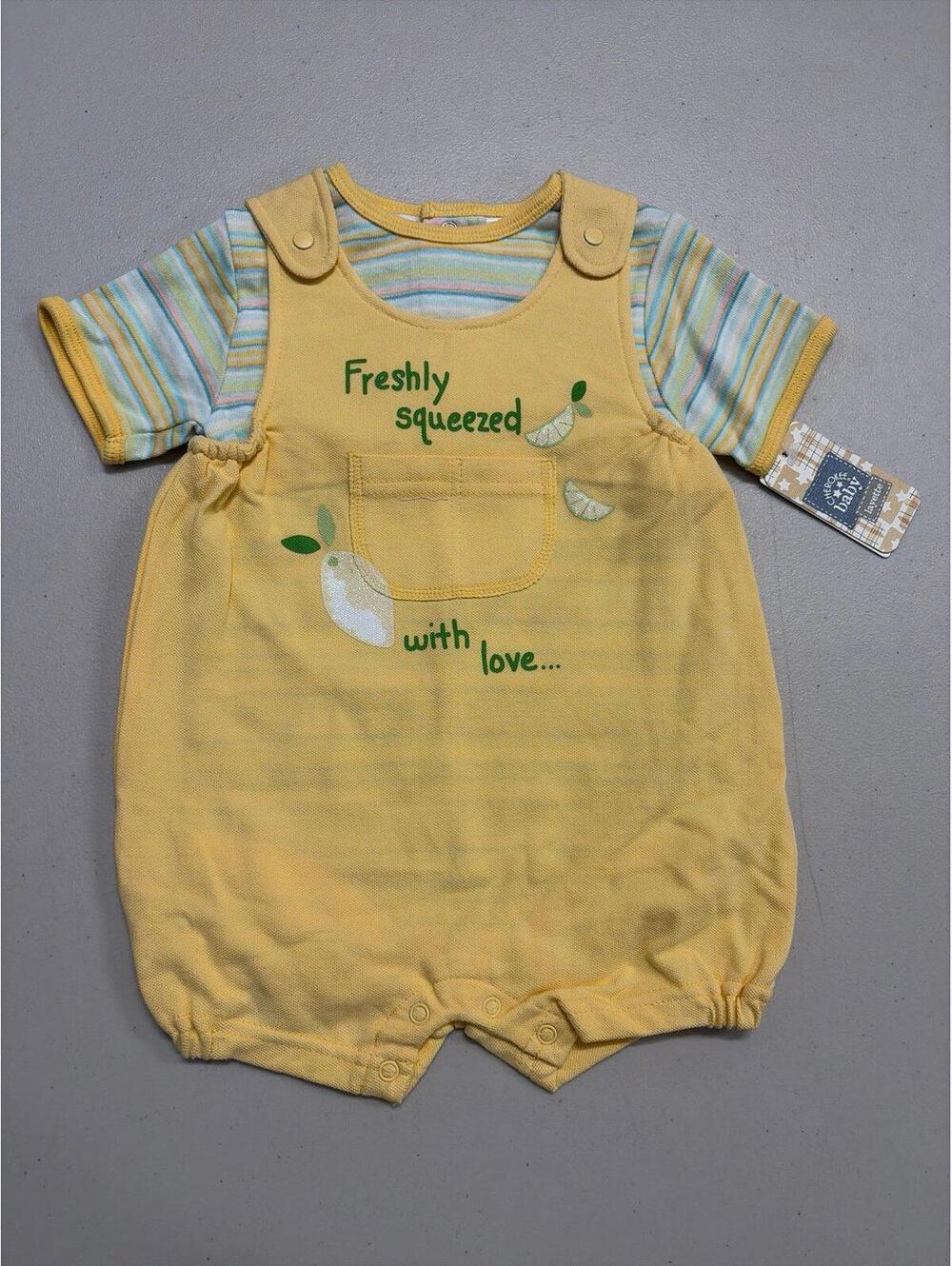 NWT Vintage Cherokee Baby Freshly Squeezed With Love Yellow Lemons Romper 9M